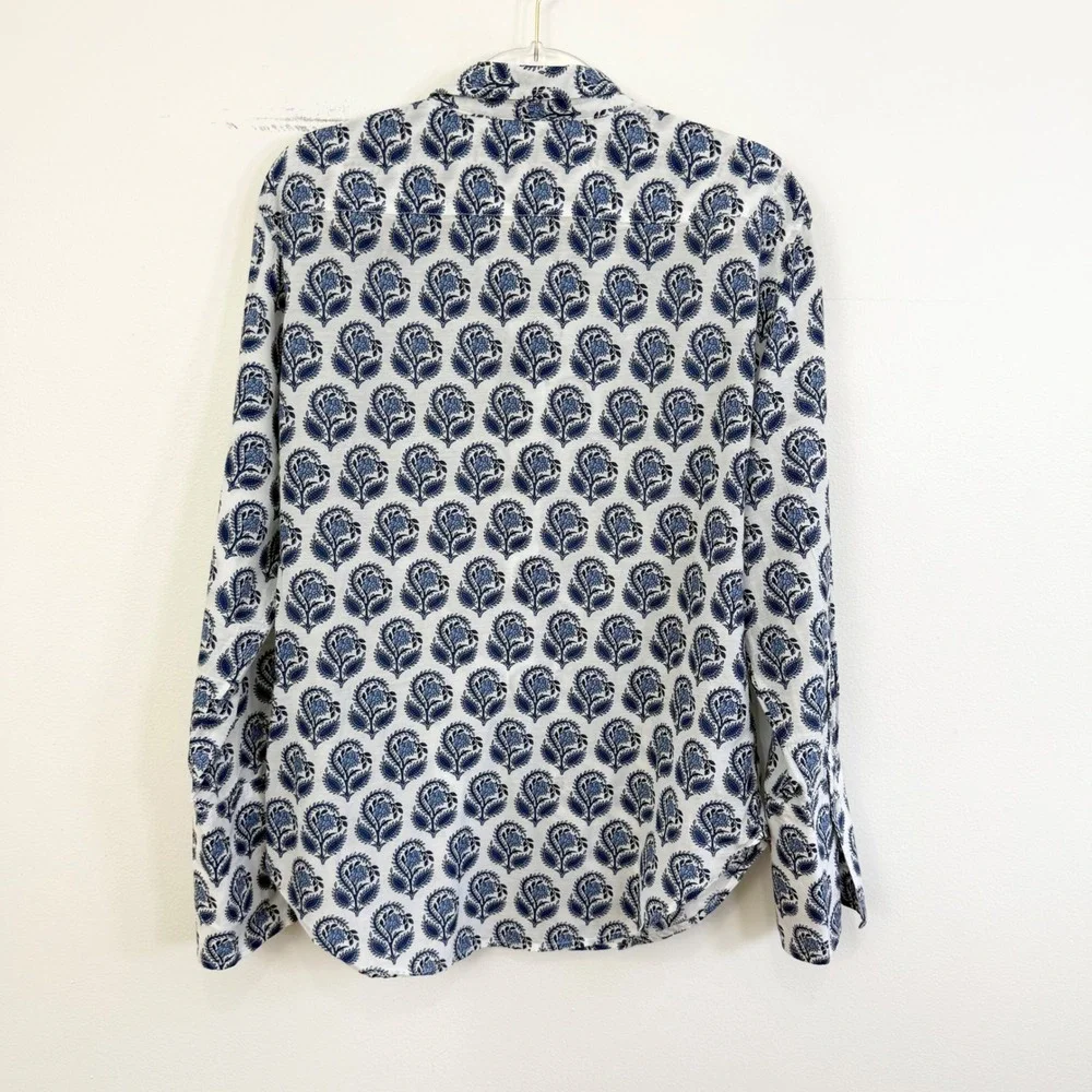 J.Crew Garçon Cotton Voile Shirt Blue Bouquet Block Print Size 8